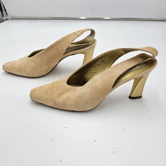 Vintage Peach Suede Via Spiga Slingbacks sz 8 - Picture 1 of 6